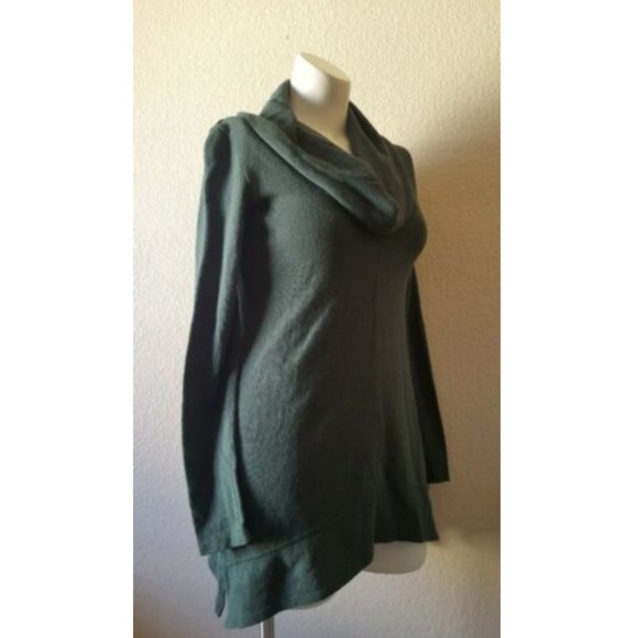 Mod-O-Doc Cowl Neck Spruce Tunic Pullover Cable Knit Sweater Green S - Picture 2 of 5